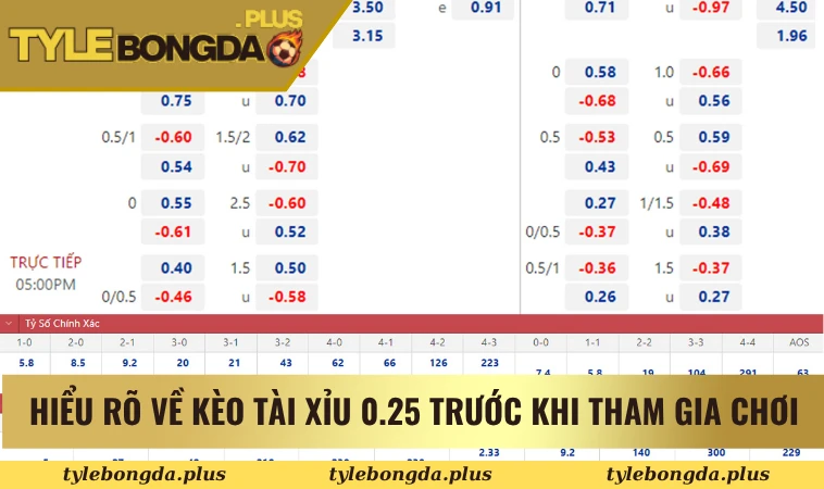 Đặt Cược Kèo Tài Xỉu 0.25 Bóng Đá Thắng Lớn Cực Dễ 1 Hiểu rõ về kèo tài xỉu 0.25 trước khi tham gia chơi