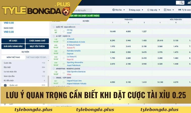 Đặt Cược Kèo Tài Xỉu 0.25 Bóng Đá Thắng Lớn Cực Dễ 2 Lưu ý quan trọng cần biết khi đặt cược tài xỉu 0.25
